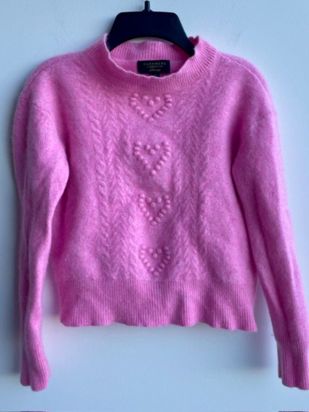 Charter Club Women's 100% Cashmere Light Pink Embroidered Heart Pattern